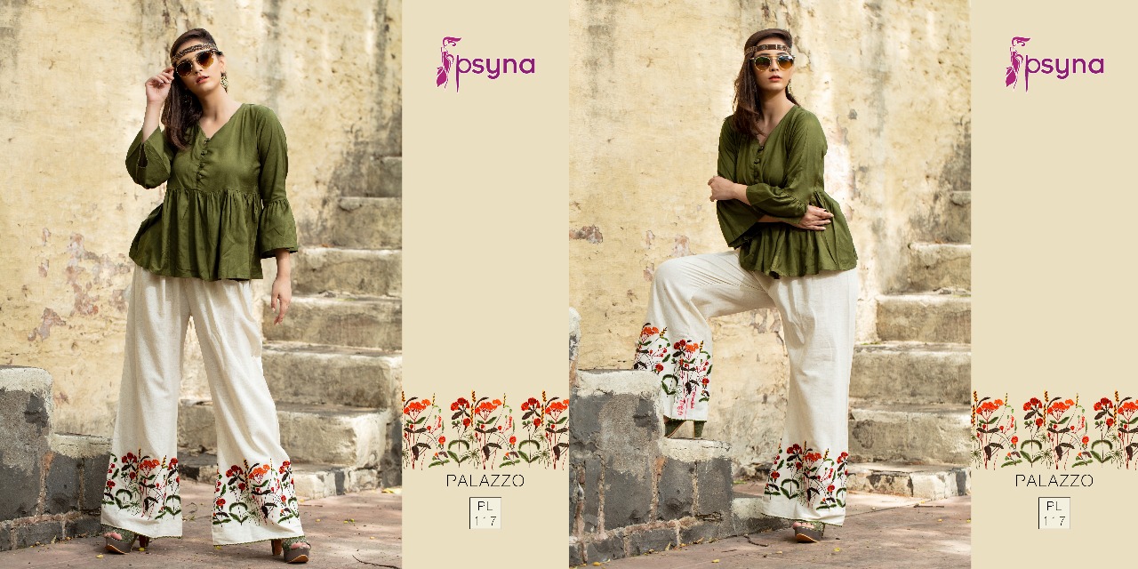 Palazzo Vol-11 By Psyna 110 To 119 Series Stylish Colorful Beautiful Fancy Casual Wear & Ethnic Wear & Ready To Wear Cotton Flex Palazzos At Wholesale Price