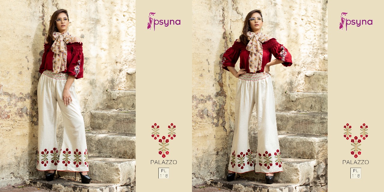 Palazzo Vol-11 By Psyna 110 To 119 Series Stylish Colorful Beautiful Fancy Casual Wear & Ethnic Wear & Ready To Wear Cotton Flex Palazzos At Wholesale Price