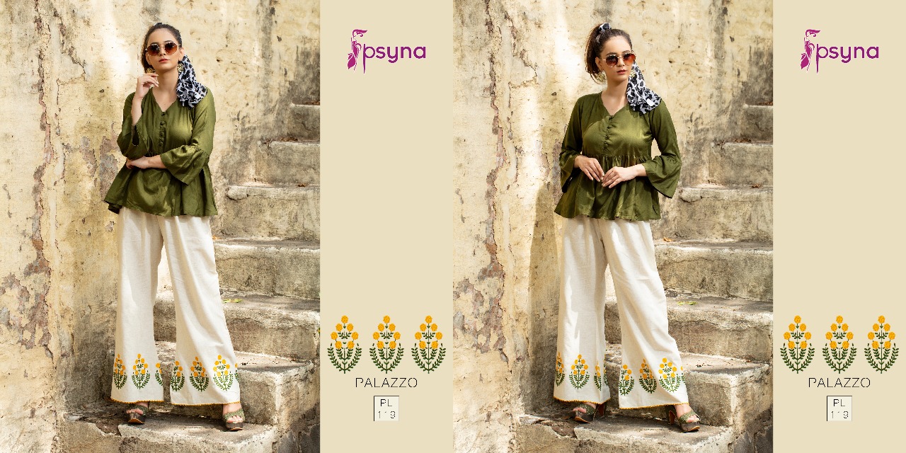 Palazzo Vol-11 By Psyna 110 To 119 Series Stylish Colorful Beautiful Fancy Casual Wear & Ethnic Wear & Ready To Wear Cotton Flex Palazzos At Wholesale Price