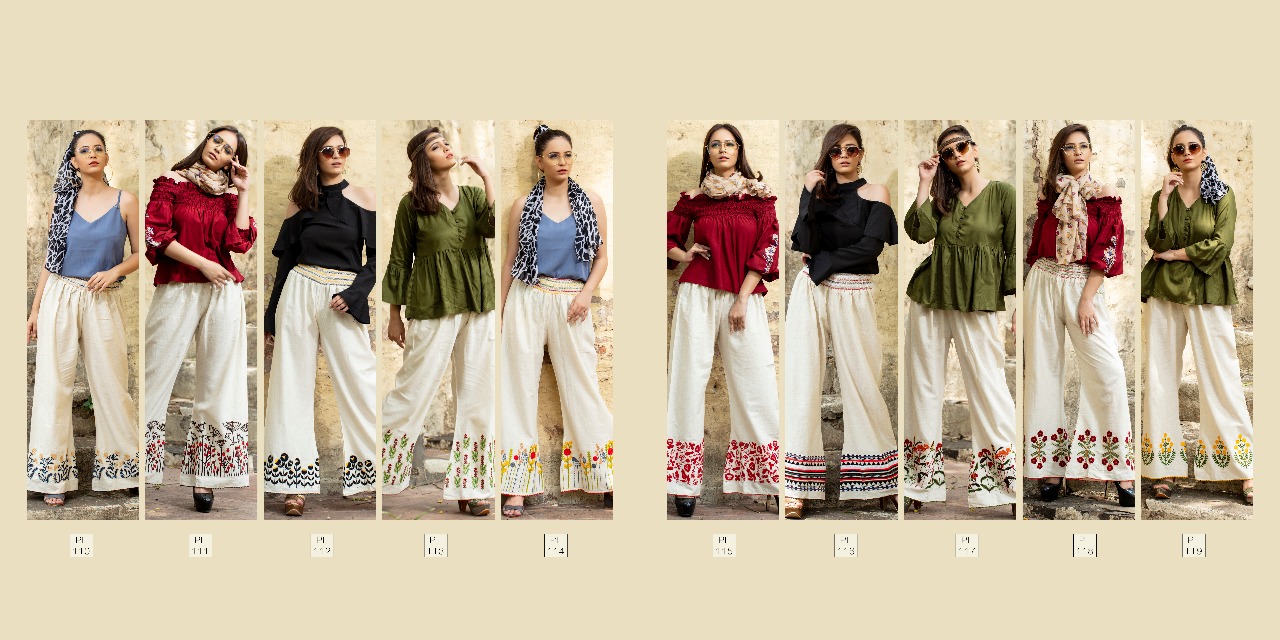 Palazzo Vol-11 By Psyna 110 To 119 Series Stylish Colorful Beautiful Fancy Casual Wear & Ethnic Wear & Ready To Wear Cotton Flex Palazzos At Wholesale Price
