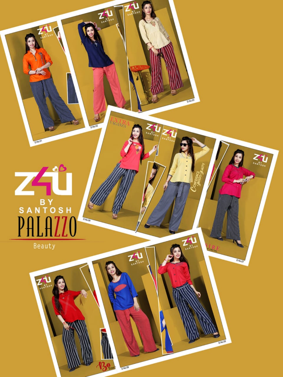 Palazzo Beauty By Z4u 01 To 09 Series Beautiful Stylish Fancy Colorful Ready To Wear & Casual Wear Pure Rayon Kurtis & Palazzo At Wholesale Price