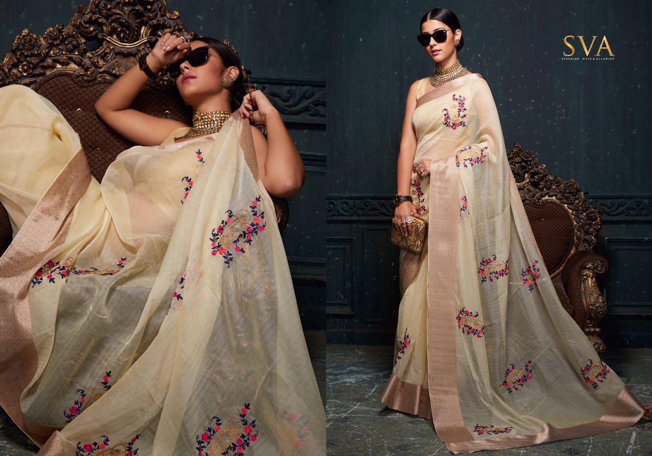 Panalal-3 By Sva 01 To 08 Series Designer Indian Traditional Wear Collection Beautiful Stylish Fancy Colorful Party Wear & Occasional Wear Pure Organza Sarees At Wholesale Price
