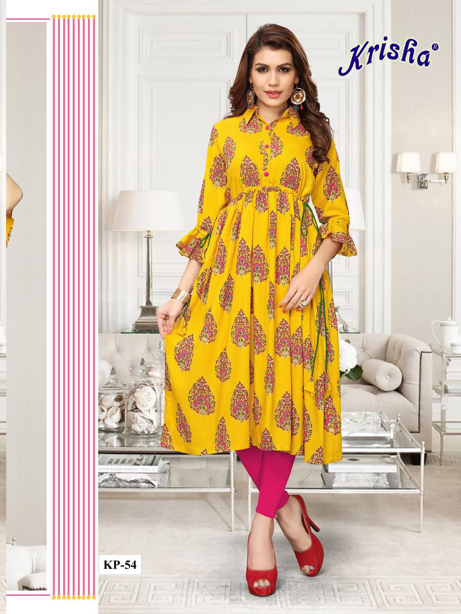 Panchhi Vol-2 By Krisha Prints 53 To 57 Series Beautiful Colorful Stylish Fancy Casual Wear & Ethnic Wear & Ready To Wear Heavy Rayon Printed Kurtis At Wholesale Price