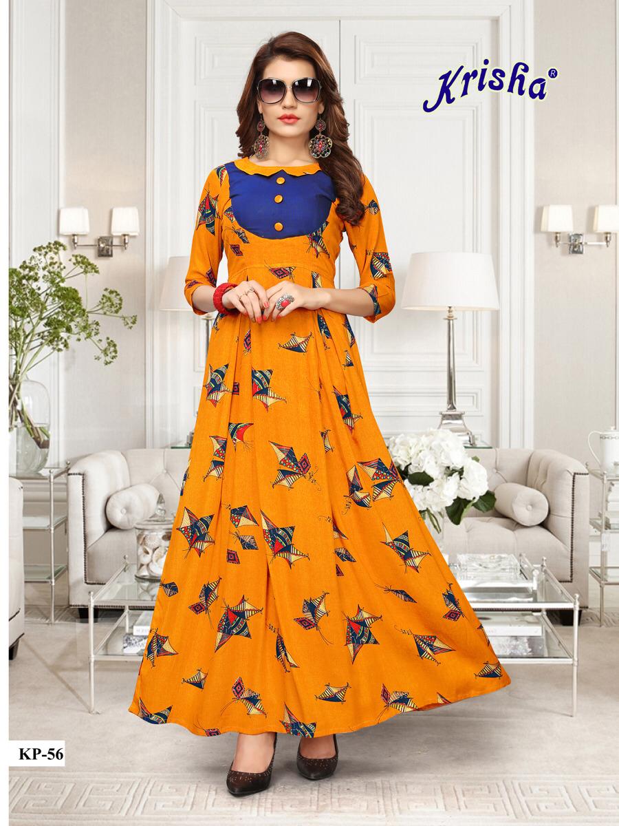 Panchhi Vol-2 By Krisha Prints 53 To 57 Series Beautiful Colorful Stylish Fancy Casual Wear & Ethnic Wear & Ready To Wear Heavy Rayon Printed Kurtis At Wholesale Price