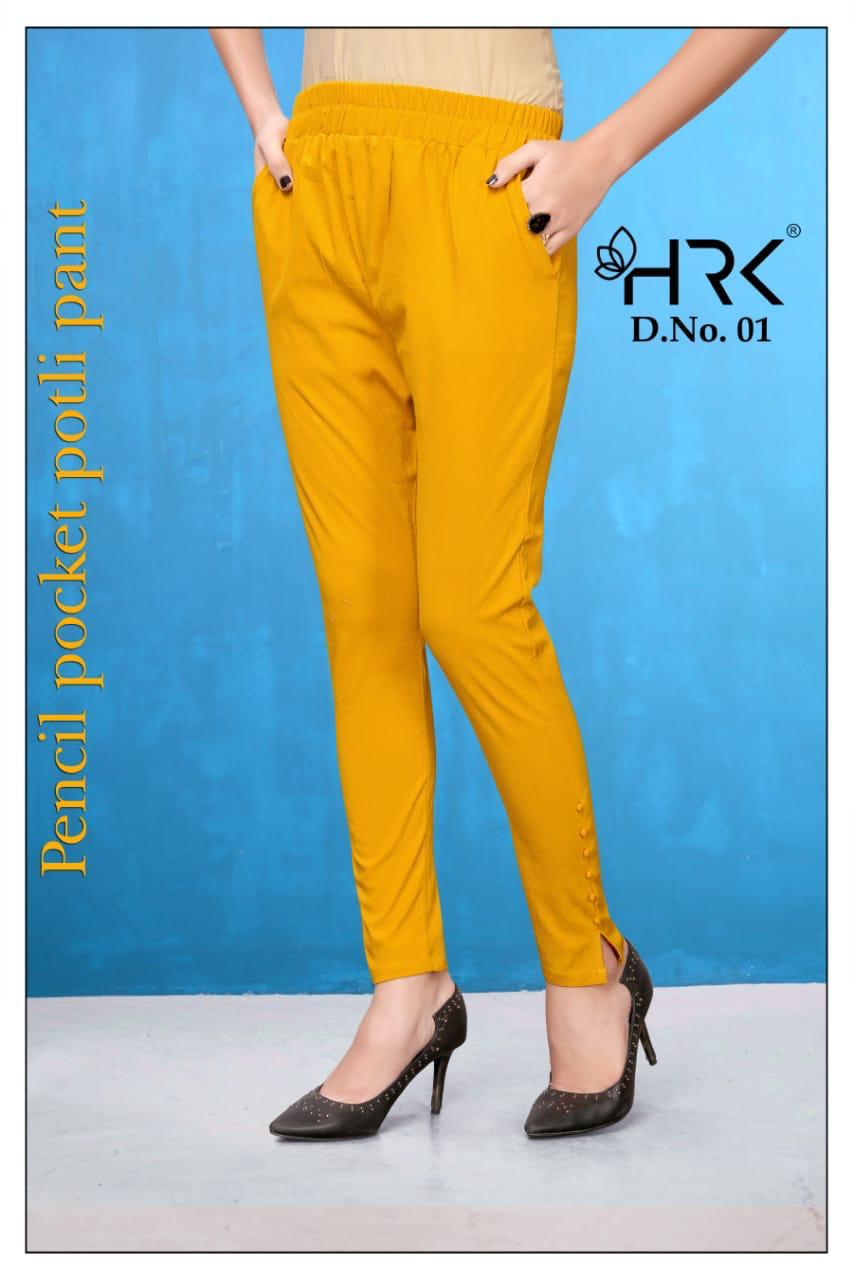 Pencil Pocket Pant By Hrk 01 To 08 Series Beautiful Colorful Stylish Fancy Casual Wear & Ethnic Wear & Ready To Wear Viscose Rayon Pants At Wholesale Price