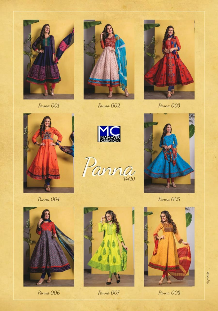 Panna Vol-10 By Mahavir Creation 001 To 008 Series Beautiful Colorful Stylish Fancy Casual Wear & Ethnic Wear & Ready To Wear Heavy Rayon Printed Kurtis At Wholesale Price
