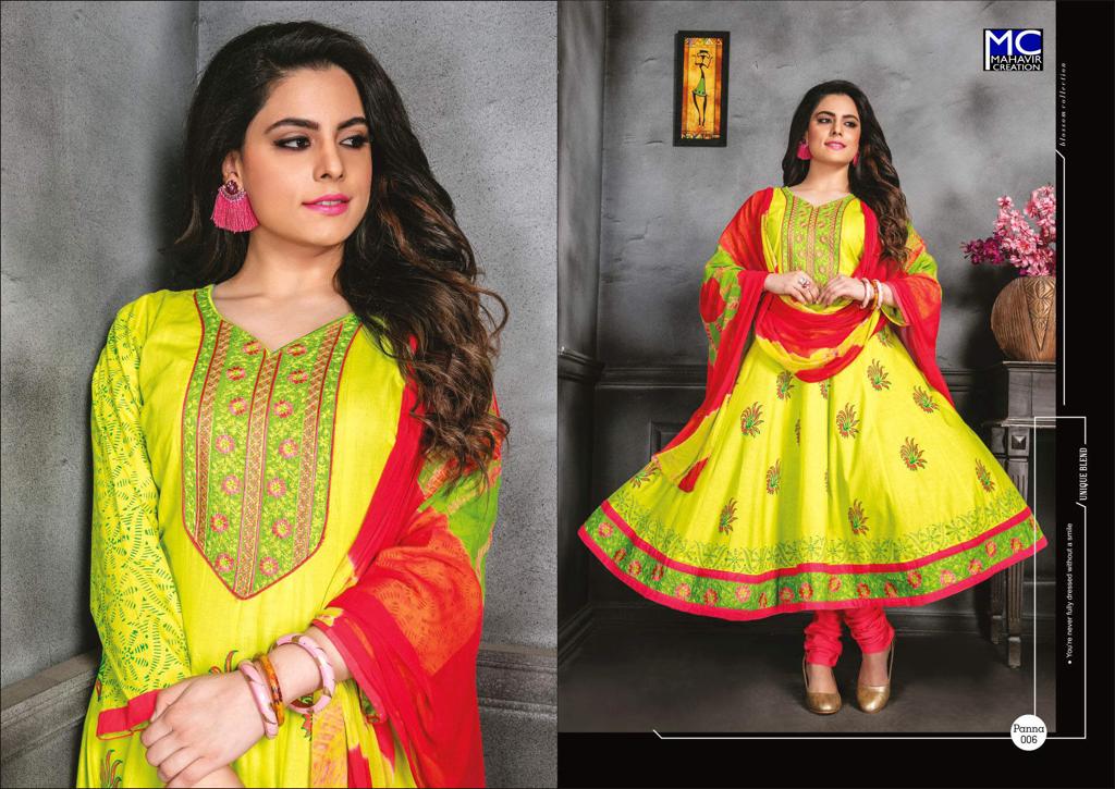 Panna Vol-12 By Mahavir Creation 001 To 008 Series Beautiful Colorful Stylish Fancy Casual Wear & Ethnic Wear & Ready To Wear Heavy Cotton Printed Dresses At Wholesale Price