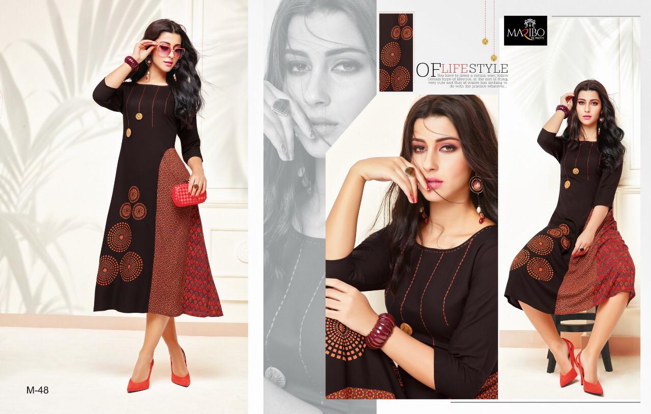 Panorama By Maribo M-45 To M-50 Series Designer Colorful Stylish Fancy Beautiful Party Wear & Ethnic Wear Rayon Printed Kurtis At Wholesale Price