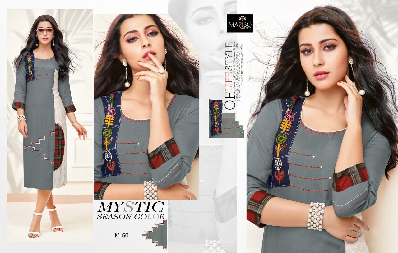 Panorama By Maribo M-45 To M-50 Series Designer Colorful Stylish Fancy Beautiful Party Wear & Ethnic Wear Rayon Printed Kurtis At Wholesale Price
