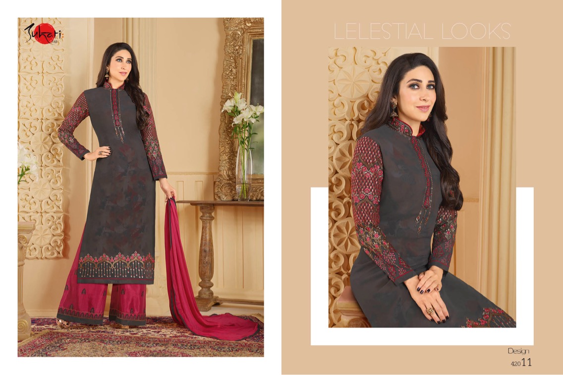 Parina By Suhati Fab 42003 To 42011 Series Beautiful Suits Stylish Colorful Fancy Party Wear & Ethnic Wear Faux Georgette Inner Printed Dresses At Wholesale Price