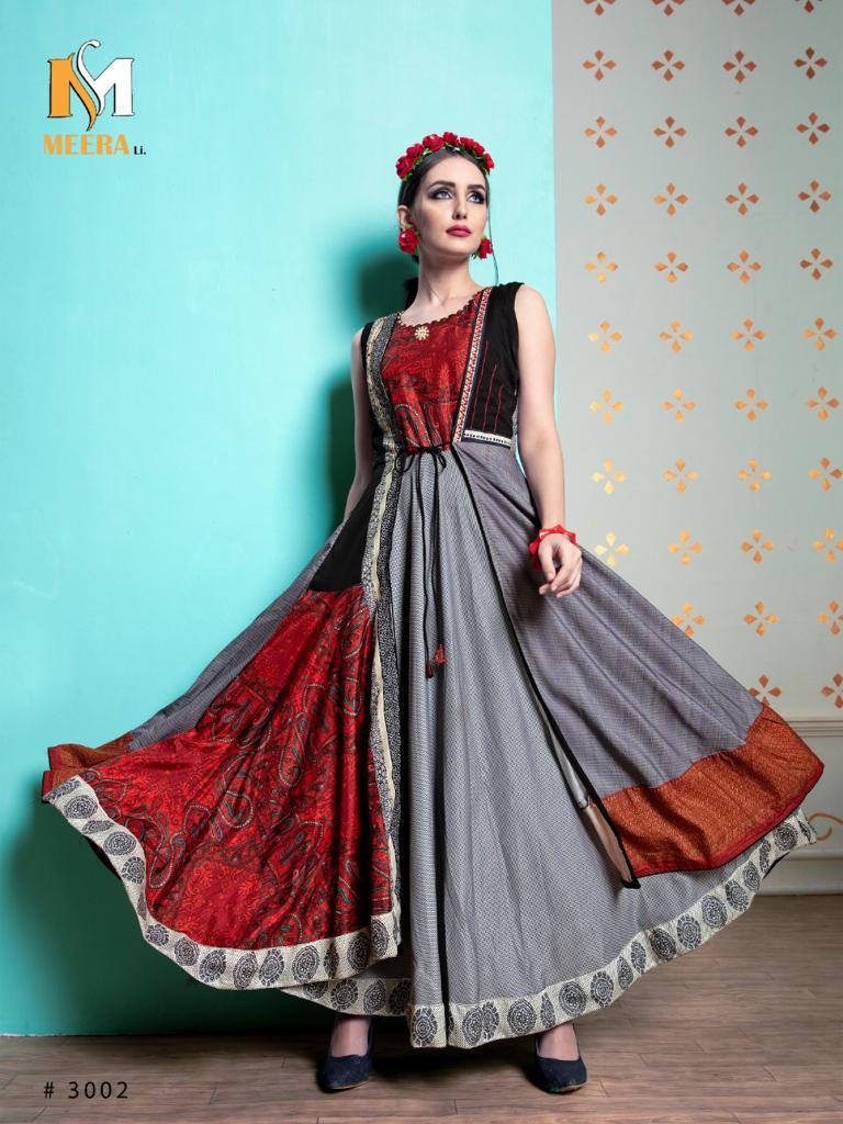 Paris Vol-1  By Meerali 3001 To 3005 Series Stylish Fancy Beautiful Colorful Casual Wear & Ethnic Wear Thai Silk/modal Chanderi Digital Printed Kurtis At Wholesale Price