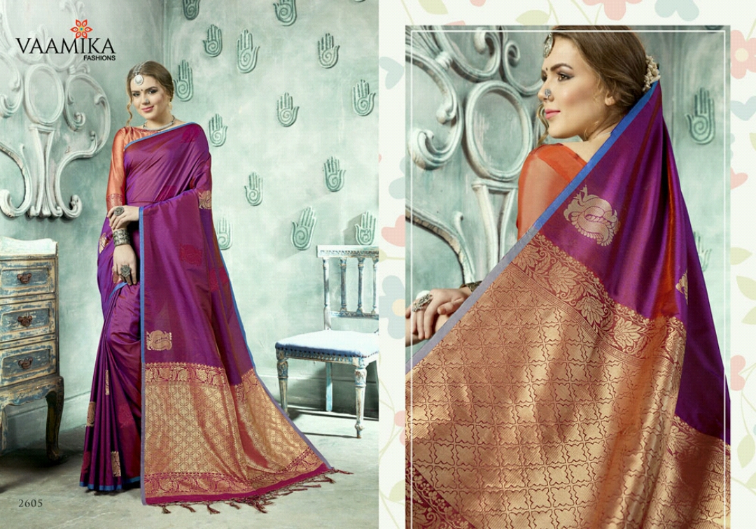 Parnika Silk By Vaamika Fashion 2601 To 2610 Series Designer Beautiful Wedding Collection Colorful Fancy Party Wear & Occasional Wear Silk Sarees At Wholesale Price