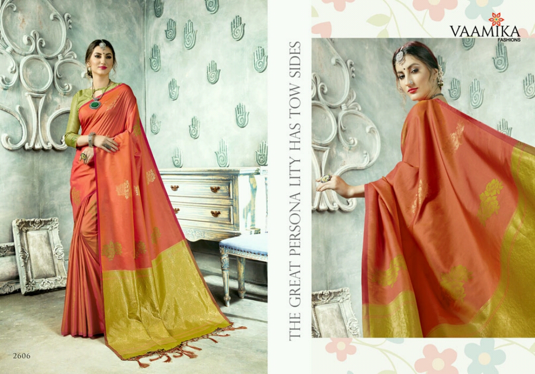 Parnika Silk By Vaamika Fashion 2601 To 2610 Series Designer Beautiful Wedding Collection Colorful Fancy Party Wear & Occasional Wear Silk Sarees At Wholesale Price