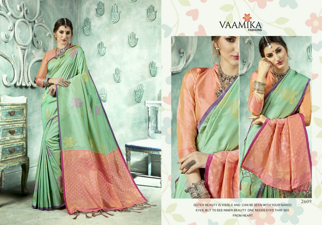 Parnika Silk By Vaamika Fashion 2601 To 2610 Series Designer Beautiful Wedding Collection Colorful Fancy Party Wear & Occasional Wear Silk Sarees At Wholesale Price