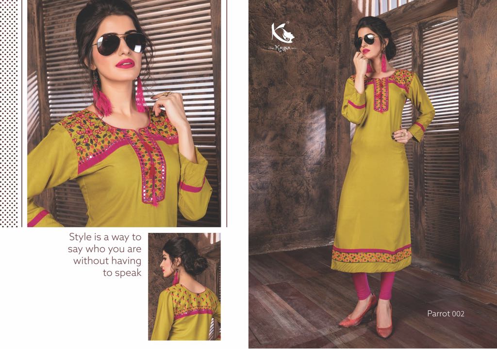 Parrot By Kayna 001 To 010 Series Beautiful Stylish Fancy Colorful Casual Wear & Ethnic Wear Rayon Printed Kurtis At Wholesale Price