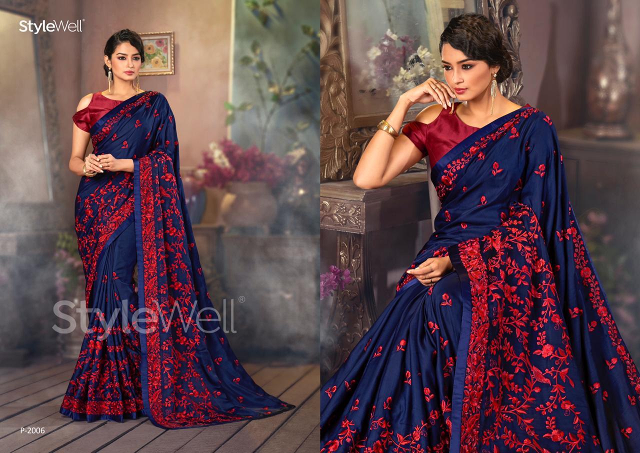 Parsi Saree By Stylewell 2001 To 2008 Series Indian Traditional Wear Collection Beautiful Stylish Fancy Colorful Party Wear & Occasional Wear Heritage Satin Digital Printed Sarees At Wholesale Price