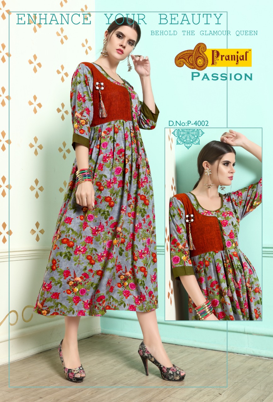 Passion Vol-4 By Kaamiri 4001 To 4009 Series Beautiful Designer Colorful Stylish Fancy Casual Wear & Ethnic Wear & Ready To Wear Rayon Printed Kurtis At Wholesale Price