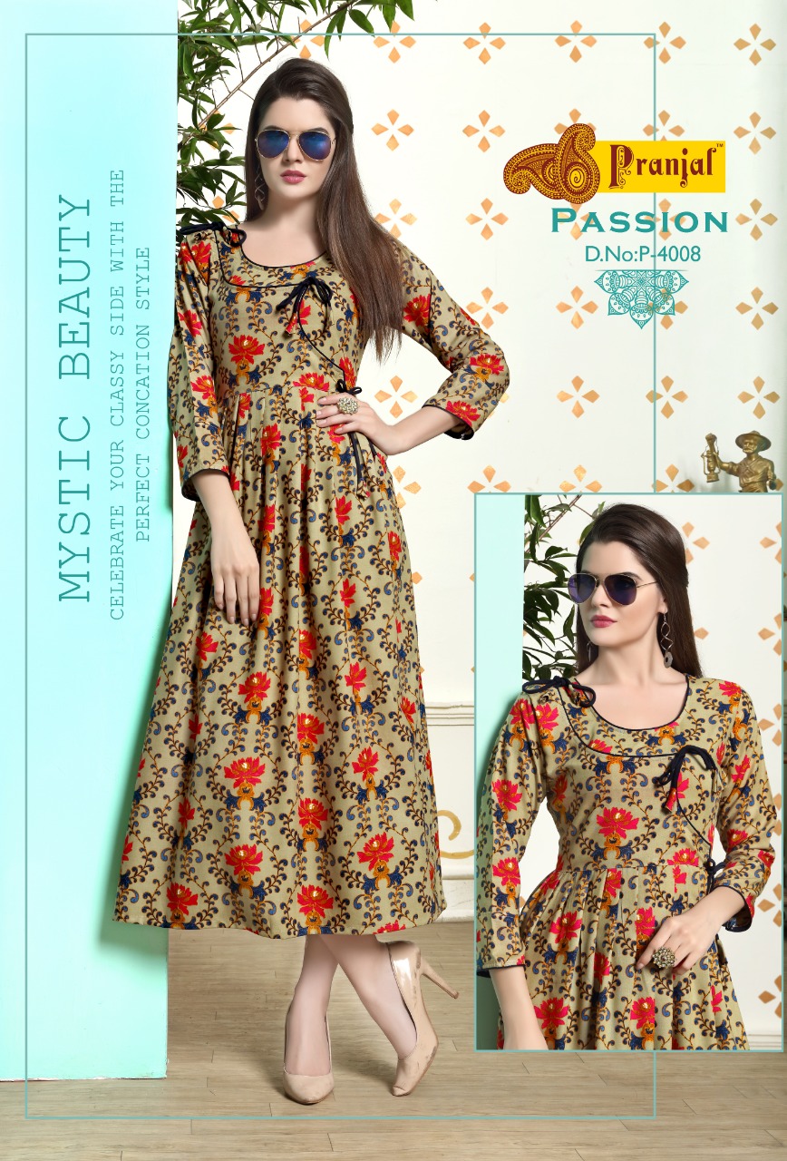 Passion Vol-4 By Kaamiri 4001 To 4009 Series Beautiful Designer Colorful Stylish Fancy Casual Wear & Ethnic Wear & Ready To Wear Rayon Printed Kurtis At Wholesale Price