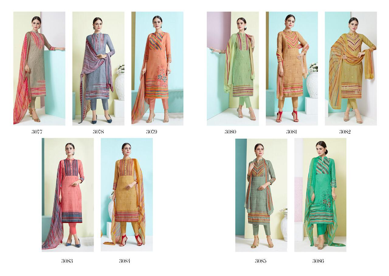 Pastel Shades By Prm Trendz 3077 To 3086 Series Beautiful Suits Stylish Fancy Colorful Party Wear & Ethnic Wear Pure Cotton Lawn Digital Print With Embroidered Dresses At Wholesale Price