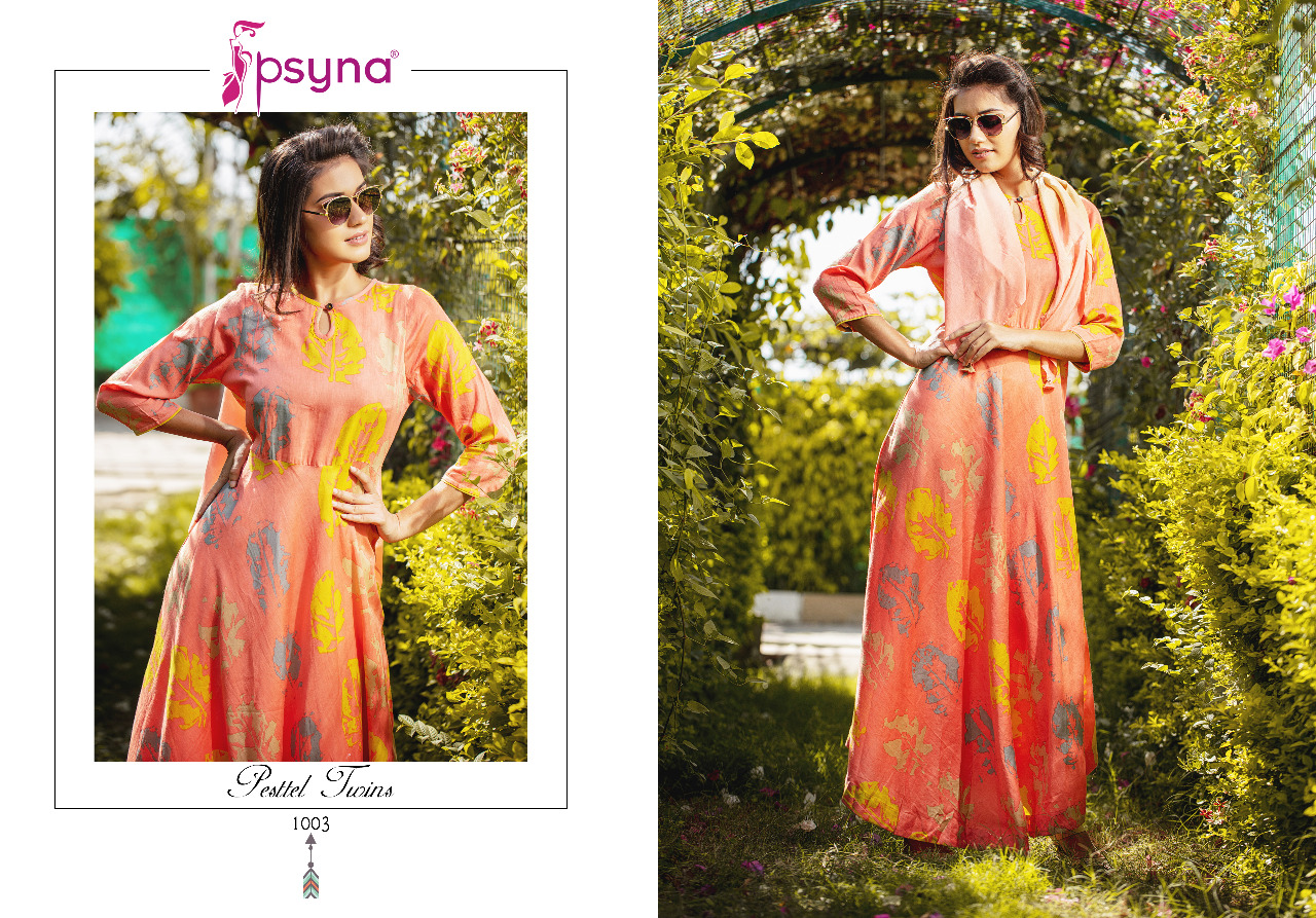Pastel Twins By Psyna 1001 To 1008 Series Beautiful Stylish Fancy Colorful Casual Wear & Ethnic Wear Ready To Wear Cotton Satin Kurtis At Wholesale Price