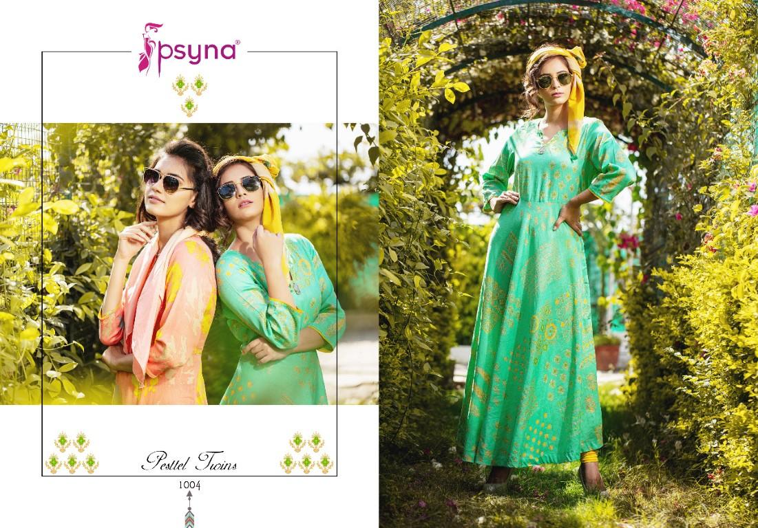 Pastel Twins By Psyna 1001 To 1008 Series Beautiful Stylish Fancy Colorful Casual Wear & Ethnic Wear Ready To Wear Cotton Satin Kurtis At Wholesale Price