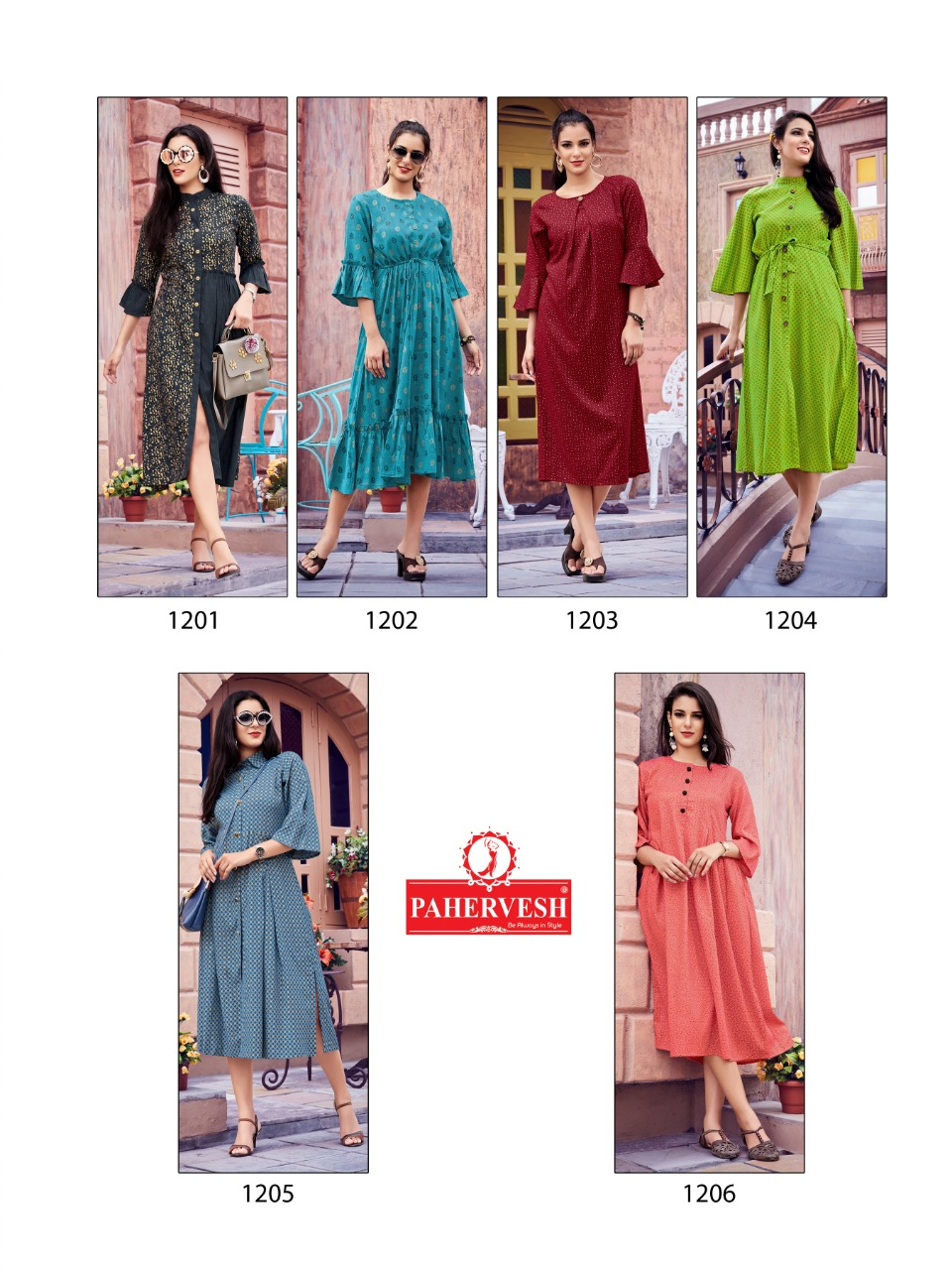 Patakha By Pahervesh 1201 To 1206 Series Stylish Fancy Colorful Collection Casual Wear & Ethnic Wear Pure Rayon Two Tone Foil Printed Kurtis At Wholesale Price