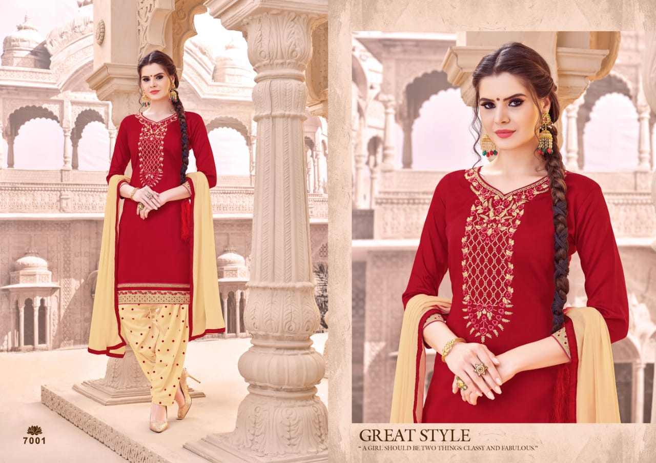 Patiyala Silk By Shri Mahavir Fashion 7001 To 7012 Series Beautiful Patiyala Suits Colorful Stylish Fancy Casual Wear & Ethnic Wear Glace Cotton Embroidered Dresses At Wholesale Price