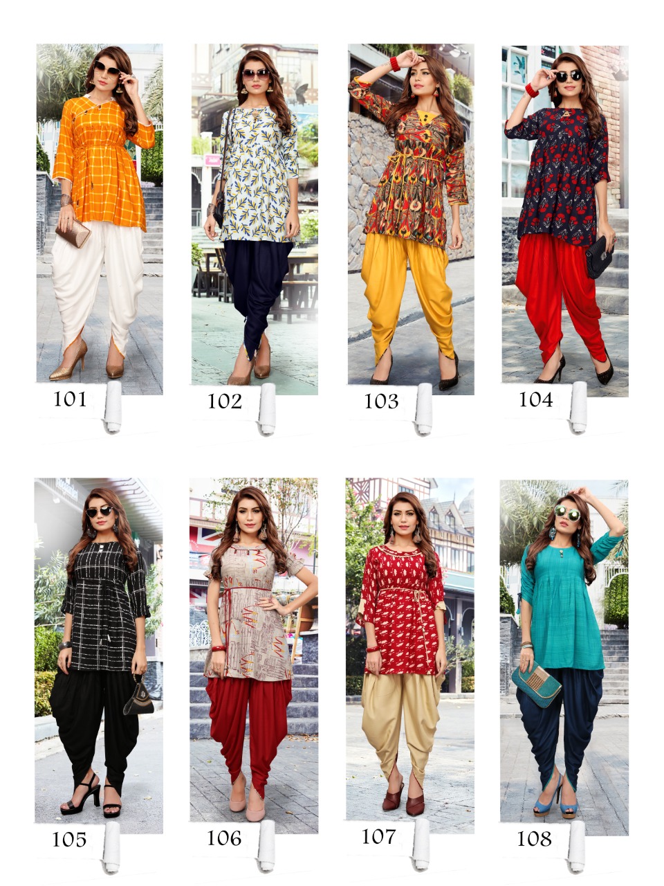 Patola Vol-1 By Gopal 101 To 108 Series Beautiful Colorful Stylish Fancy Casual Wear & Ethnic Wear & Ready To Wear Pure Rayon Printed Kurtis & Dhotis At Wholesale Price
