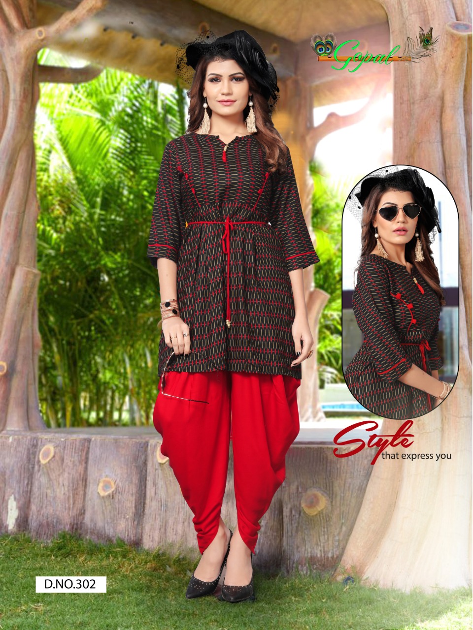 Patola Vol-3 By Gopal 301 To 308 Series Beautiful Colorful Stylish Fancy Casual Wear & Ethnic Wear & Ready To Wear Pure Rayon Printed Kurtis & Dhotis At Wholesale Price