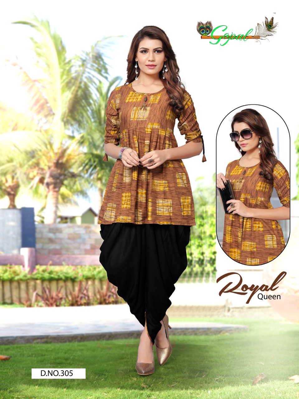 Patola Vol-3 By Gopal 301 To 308 Series Beautiful Colorful Stylish Fancy Casual Wear & Ethnic Wear & Ready To Wear Pure Rayon Printed Kurtis & Dhotis At Wholesale Price