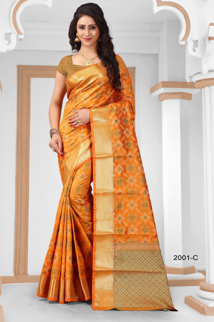 Patola By Np Sarees 2001-a To 2001-j Series Indian Traditional Wear Collection Beautiful Stylish Fancy Colorful Party Wear & Occasional Wear Banarasi Patola Sarees At Wholesale Price