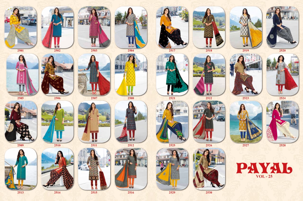 Payal Vol-25 By Sandhya 2501 To 2530 Series Indian Beautiful Ethnic Wear Suits Colorful Stylish Fancy Casual Wear & Occasional Wear Cotton Printed Dresses At Wholesale Price