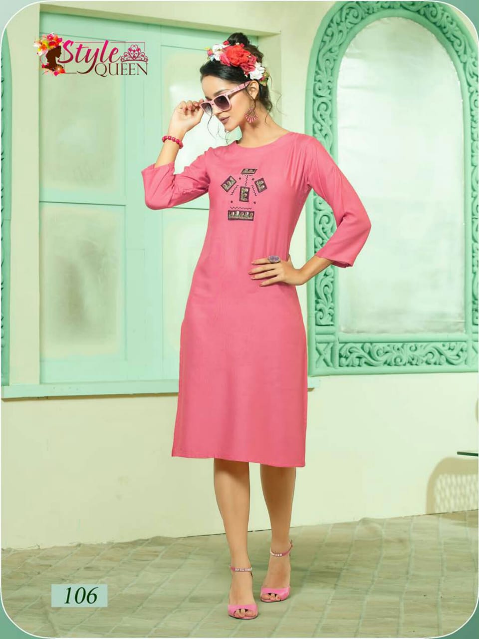 Peacee By Style Queen 101 To 108 Series Beautiful Stylish Colorful Fancy Party Wear & Ethnic Wear & Ready To Wear Heavy Rayon Printed Kurtis At Wholesale Price