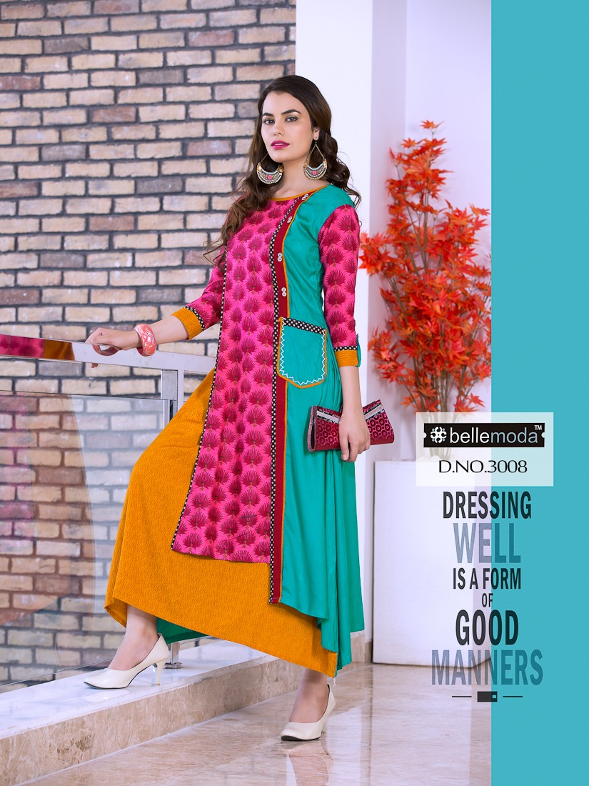 Pearl By Bellemoda 3001 To 3008 Series Beautiful Stylish Fancy Colorful Casual Wear & Ethnic Wear Heavy Rayon Printed Kurtis A Wholesale Price