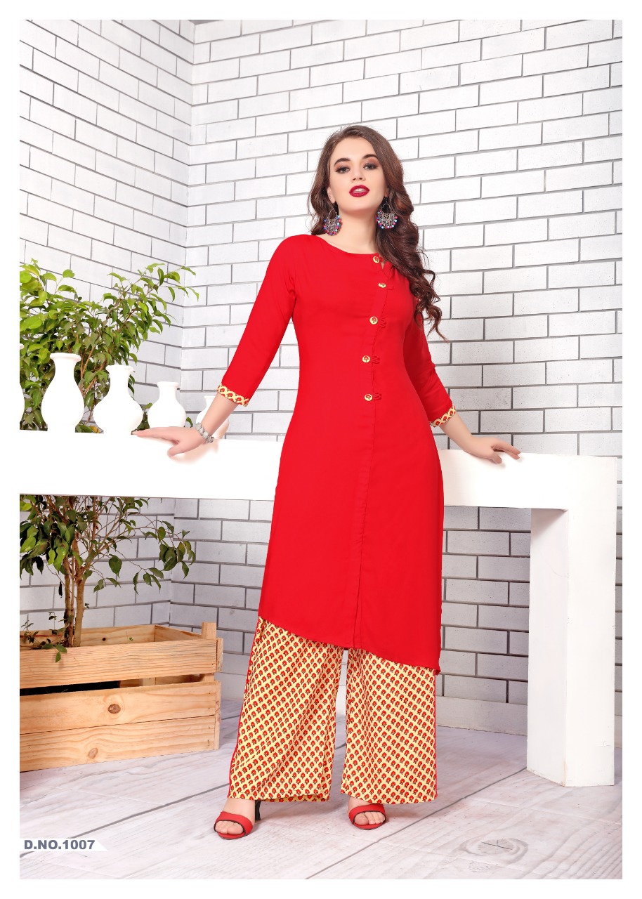 Pearl By Play Store 1001 To 1008 Series Beautiful Stylish Fancy Colorful Casual Wear & Ethnic Wear & Ready To Wear Rayon Printed Kurtis At Wholesale Price