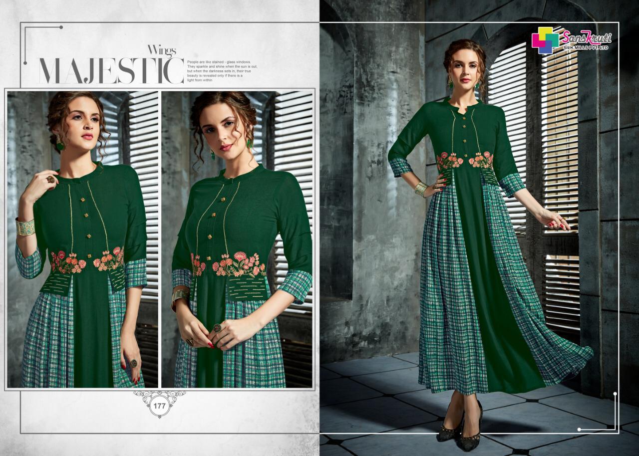 Pehel By Sanskruti Silk Mill 174 To 179 Series Beautiful Colorful Stylish Fancy Casual Wear & Ethnic Wear & Ready To Wear Rayon Slub Like Embroidered Kurtis At Wholesale Price