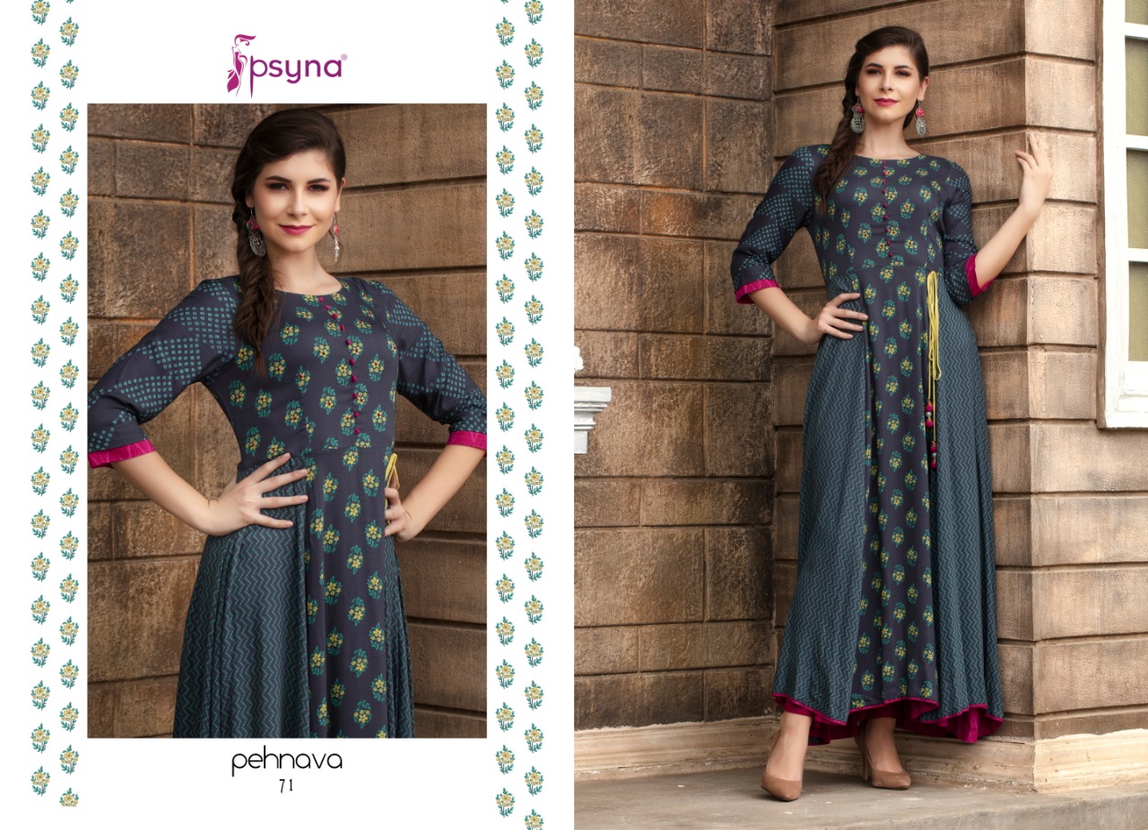 Pehnava Vol-7 By Psyna 70 To 76 Series Beautiful Colorful Stylish Fancy Casual Wear & Ethnic Wear & Ready To Wear Rayon & Cotton Printed Kurtis At Wholesale Price