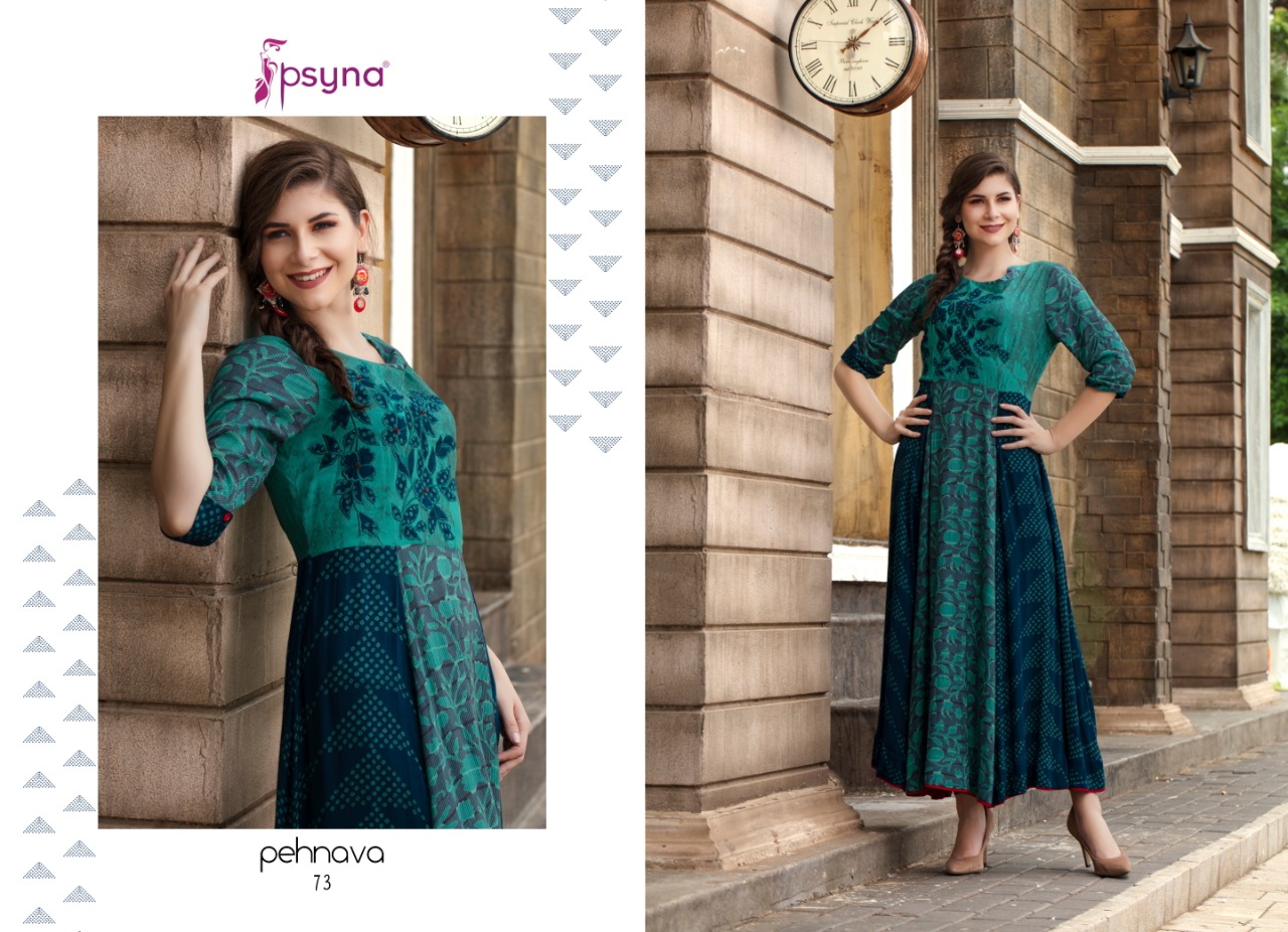 Pehnava Vol-7 By Psyna 70 To 76 Series Beautiful Colorful Stylish Fancy Casual Wear & Ethnic Wear & Ready To Wear Rayon & Cotton Printed Kurtis At Wholesale Price