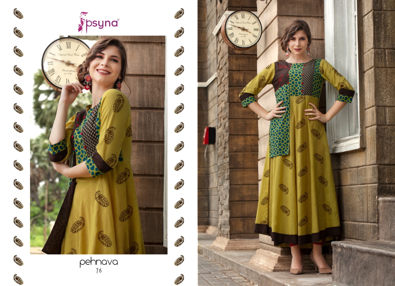 Pehnava Vol-7 By Psyna 70 To 76 Series Beautiful Colorful Stylish Fancy Casual Wear & Ethnic Wear & Ready To Wear Rayon & Cotton Printed Kurtis At Wholesale Price