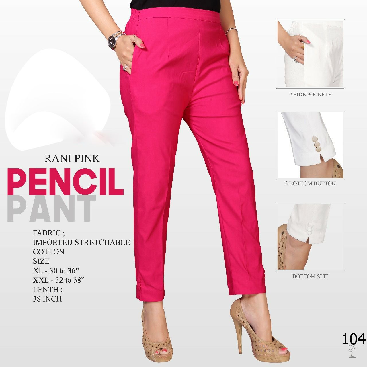 Pencil Pant By Kaamiri 101 To 106 Series Beautiful Stylish Colorful Fancy Party Wear & Ethnic Wear & Ready To Wear Strecheble Cotton Pant At Wholesale Price