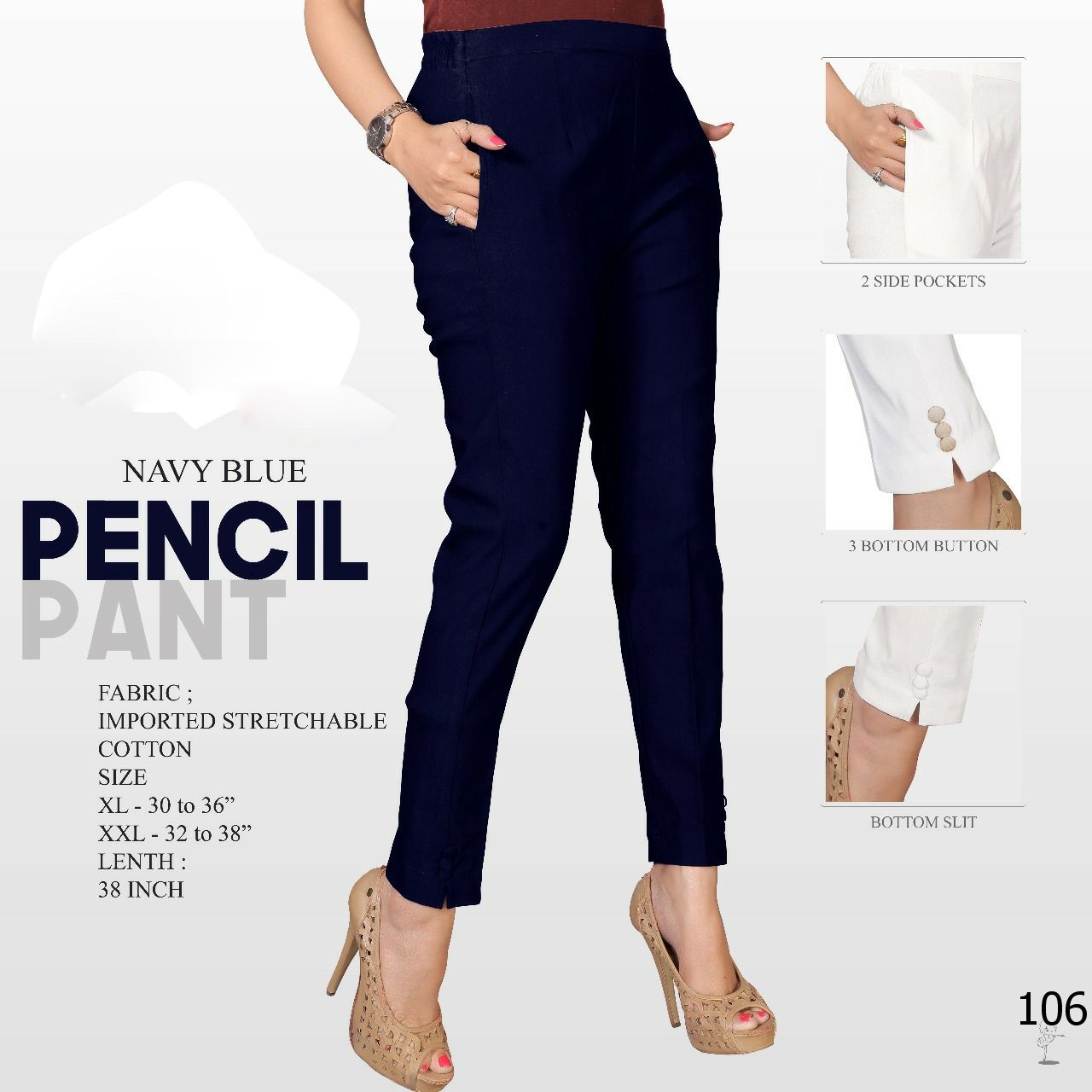Pencil Pant By Kaamiri 101 To 106 Series Beautiful Stylish Colorful Fancy Party Wear & Ethnic Wear & Ready To Wear Strecheble Cotton Pant At Wholesale Price