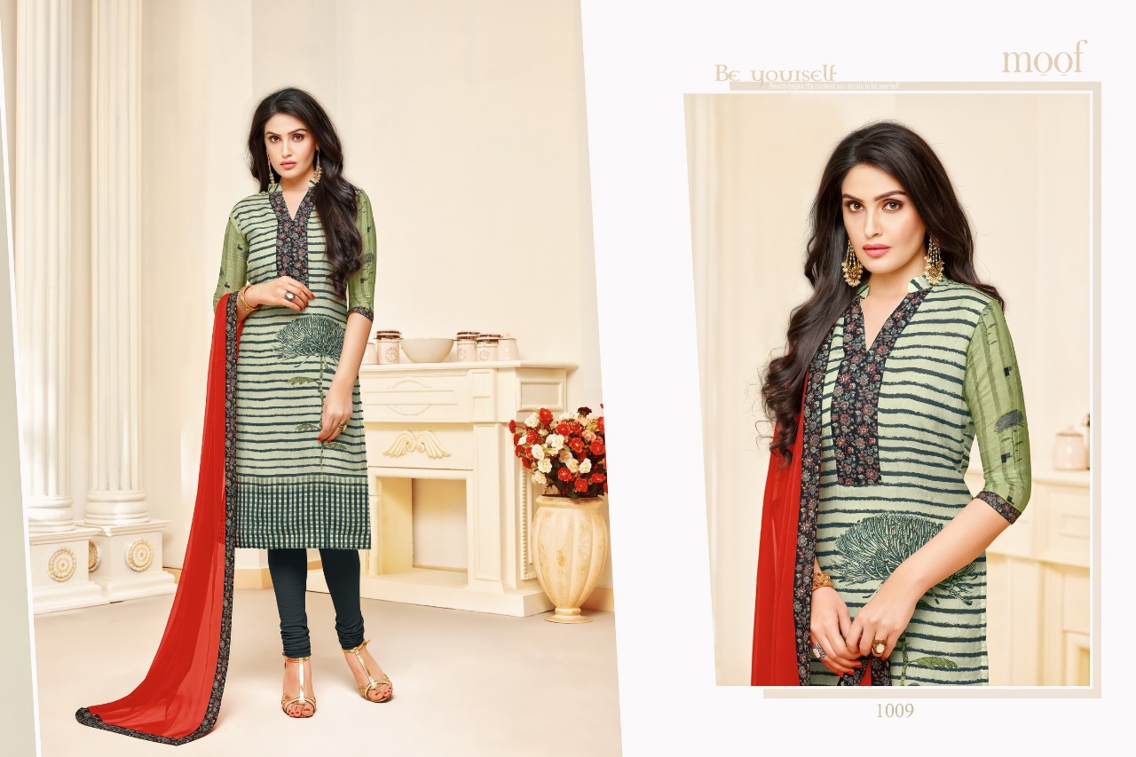 Penny Vol-2 By Moof Fashion 1008 To 1014 Series Beautiful Suits Colorful Stylish Fancy Casual Wear & Ethnic Wear Muslin Dyed Print With Work Dresses At Wholesale Price