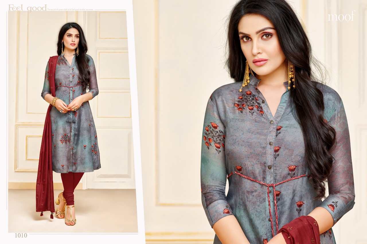 Penny Vol-2 By Moof Fashion 1008 To 1014 Series Beautiful Suits Colorful Stylish Fancy Casual Wear & Ethnic Wear Muslin Dyed Print With Work Dresses At Wholesale Price