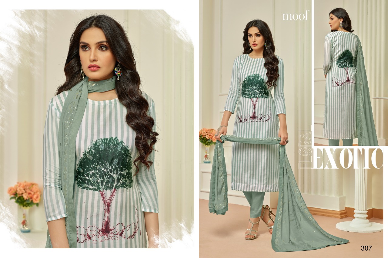 Penny By Moof Fashion 306 To 314 Series Beautiful  Suits Colorful Stylish Fancy Casual Wear & Ethnic Wear Cotton Satin & Muslin With Work Dresses At Wholesale Price