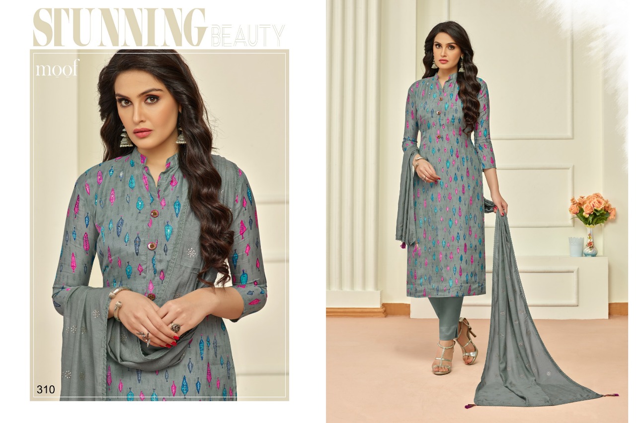 Penny By Moof Fashion 306 To 314 Series Beautiful  Suits Colorful Stylish Fancy Casual Wear & Ethnic Wear Cotton Satin & Muslin With Work Dresses At Wholesale Price