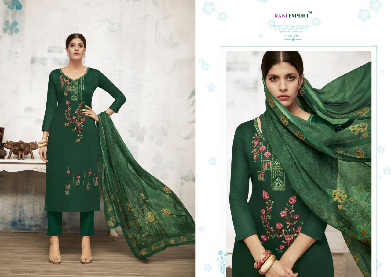 Peonia By Rani Exports 976 To 983 Series Designer Collection Suits Beautiful Stylish Fancy Colorful Party Wear & Occasional Wear Pure Jam Silk Dresses At Wholesale Price