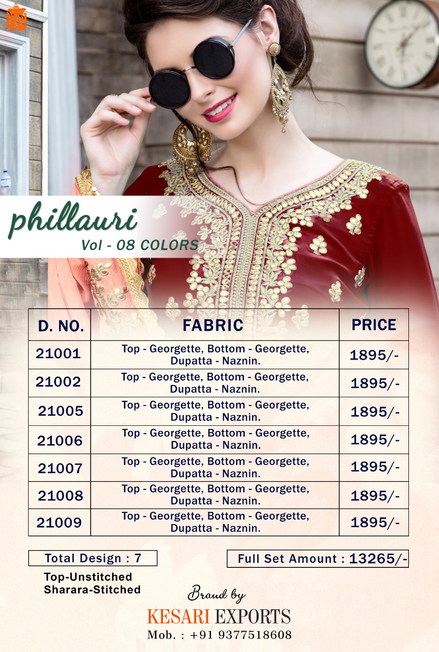 Phillauri-8 Colours By Phillauri Designer Sarara Suits Collection Beautiful Stylish Fancy Colorful Party Wear & Occasional Wear Georgette Embroidered Dresses At Wholesale Price