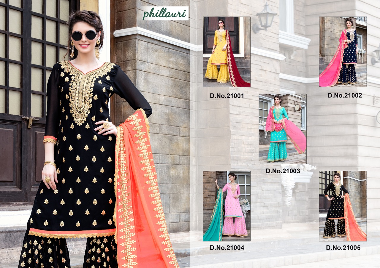 Phillauri Vol-8 By Phillauri 21001 To 21005 Series Designer Sarara Suits Collection Beautiful Stylish Fancy Colorful Party Wear & Occasional Wear Georgette Embroidered Dresses At Wholesale Price