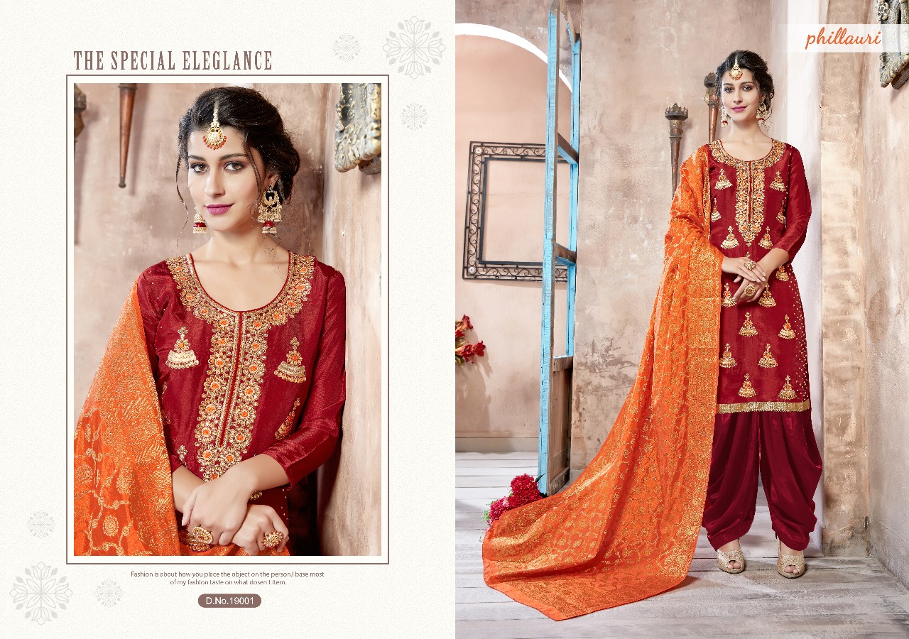 Phillauri Vol-6 By Phillauri 19001 To 19004 Series Designer Beautiful Stylish Fancy Colorful Party Wear & Occasional Wear Pure Uppada Silk Embroidered Dresses At Wholesale Price