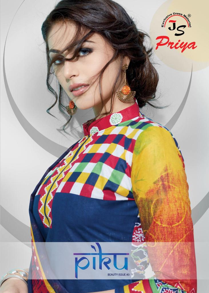 Piku Vol-3 By J S Priya 3001 To 3010 Series Beautiful Suits Stylish Fancy Colorful Party Wear & Ethnic Wear Cotton Printed Dresses At Wholesale Price